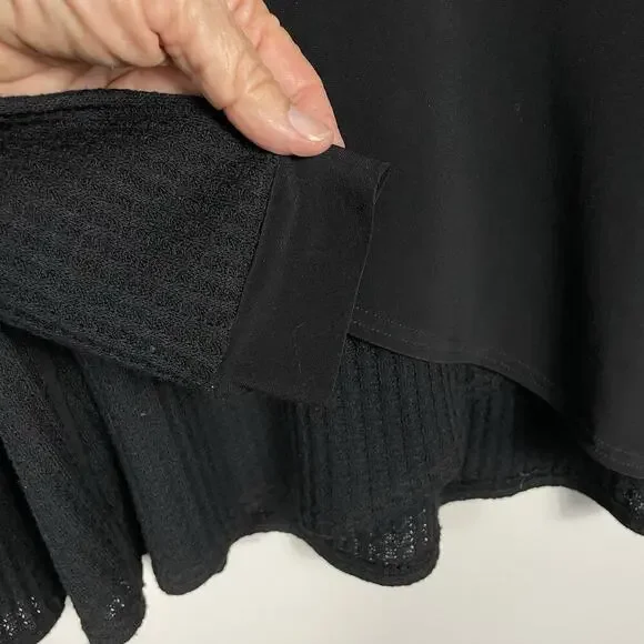 Sympli Waffle Knit Tunic Top Size 8 Black Asymmetrical Hem Lagenlook Minimalist - Picture 7 of 11